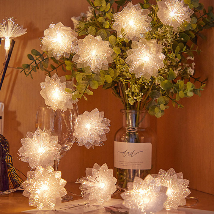 Fiber Optic Fairy Lights Waterproof 40/100 LED Starburst Light Flower Christmas String Light for Party Tree Decoration