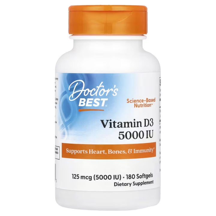Doctor's Best Vitamin D3, 125 mcg (5,000 IU), 180 Softgels