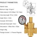 With Gauge Meter DN15 Water Pressure Regulator 3/4” Npt Adjustable Brass Pressure Reducer 1/2” Thread Water Pressure Reducing Valve Hydraulic Instability, Water Flow Too Fast, Water Purifier, Solar Energy, Gas Heater, Faucet, Etc. 