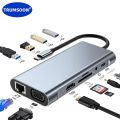 Trumsoon USB C Hub RJ45 Ethernet 4K HDMI-Compatible VGA Type C PD USB 3.0 2.0 SD TF Dock for MacBook iPad Samsung S20 Dex TV. 