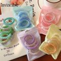 Korean Frosted Spiral Elastic Hair Rope Candy Color Phone Cord Hair Tie Set Simple Ponytail Rubber Hair Ring Women Accessories. 