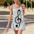 Elegant Dresses for Women Music Rhythm Summer Dresses Woman 2022 Women's Summer Sundresses Floral Dress Slip Color Y2k Note Chic.