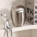 Mini Metal Waste Bin Desktop Garbage Basket Egg-shaped stainless steel trash can with removable Swing lid Dustbin Basket.