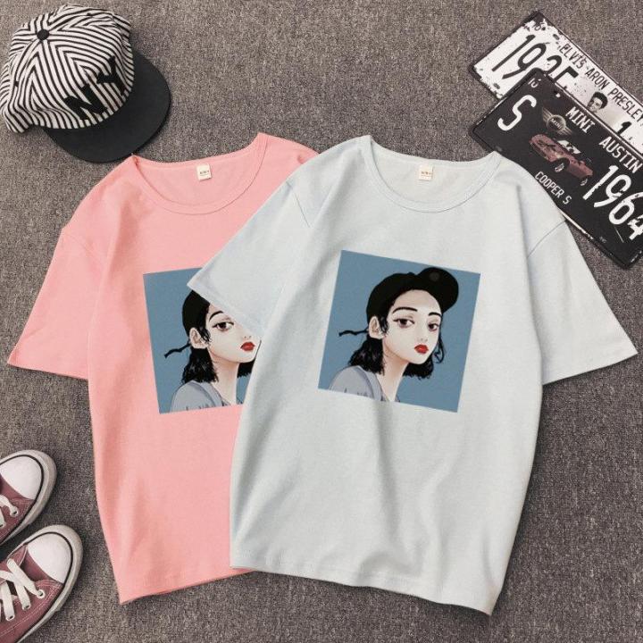 Korean%20Fashion%20Short-Sleeved%20Female%20Xia%20Han%20Edition%20Student%20Ulzzang%20Tide%20Brand%20Women's%20Loose%20Retro%20Port%20Taste%20Women's%20T-Shirt%20Girl%20-%20Image%206