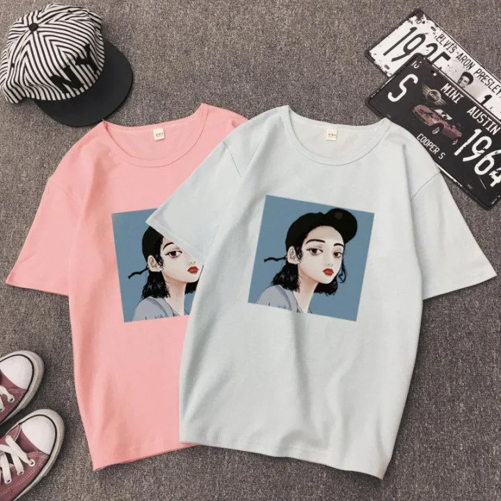 Korean%20Fashion%20Short-Sleeved%20Female%20Xia%20Han%20Edition%20Student%20Ulzzang%20Tide%20Brand%20Women's%20Loose%20Retro%20Port%20Taste%20Women's%20T-Shirt%20Girl%20-%20Image%206
