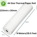 1 Roll A4 White Blank Thermal Printing Paper Roll 210mm x 30mm(8.3*12in) For Brother PAR411,, Peri Page A4 Portable Printer, Wireless Thermal Printer 210mm Photo Thermal Printer USB & BT with  Long Lasting for 10 Years. 