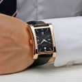 Stylish Men's Square Watch WWOOR Business Quartz Watch For Men Gold Black Leather Waterproof Date Wrist Watch relogio masculino. 