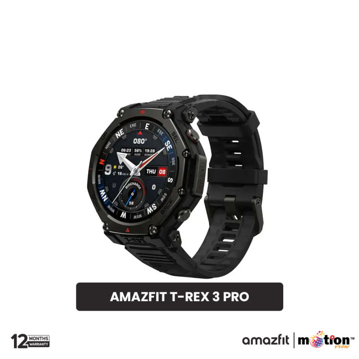 Amazfit T-Rex 3 Pro 1.5" Amoled Display With 3000-nit Rugged Smartwatch- Black