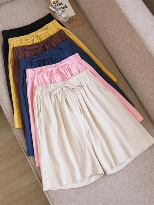 Women%20shorts%202024%20Summer%20Casual%20Solid%20Cotton%20Linen%20shorts%20high%20waist%20loose%20shorts%20for%20girls%20Soft%20Cool%20female%20shorts%20M-3XL%20-%20Image%204