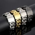 25mm Heavy Men Black Curb Cuban Link Chain Bracelet With Belt Buck Punk Rock Brush Stainless Steel Bike Male Jewelry Accessories.