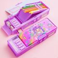 Mechanical deformation combination lock stationery box girl cute pencil case school student pencil box Cartoon plastic pen case.