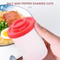 2 Large Salt and Pepper Shakers with Red Covers Lids Jar Dispenser.