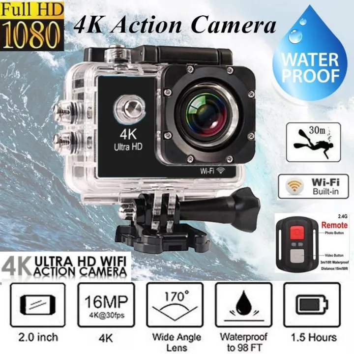 ACTION CAMERA 4K Full HD WiFi 30M Waterproof Sports Action Camera Waterproof DV Camcorder 16MP Sports and Action Camera  (Black, 16 MP)
