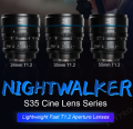 Sirui Night Walker 24mm / 35mm / 55mm T1.2 S35 Cine Lens Series Lightweight Fast T1.2 Aperture Lenses for Scenery Documentary. 