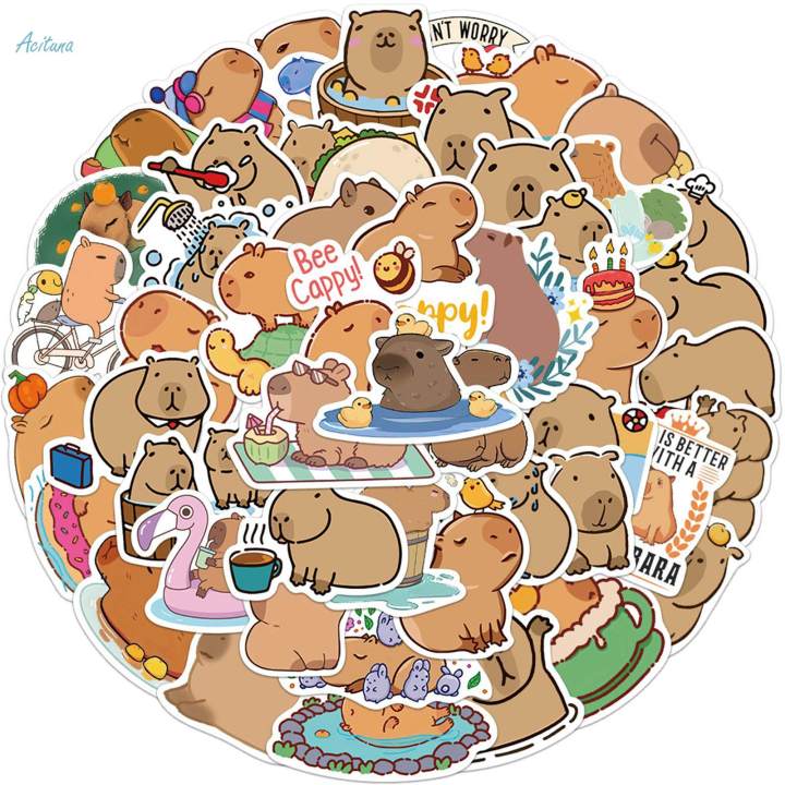 50Pcs%20Cartoon%20Capybara%20Sticker%20Small%20Cute%20Animal%20Stickers%20for%20Card%20Cups%20Wall%20-%20Image%205