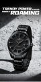 NAVIFORCE 8032 Alloy Quartz watches Stainless Steel strap with 30m water resistance wristwatch For Men Casual- Black.