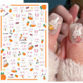 Easter Bunny Nail Stickers Cute Cartoon Rabbit Animal Heart Flower Lucky Words 3D Slider Valentine Manicure Accessories.