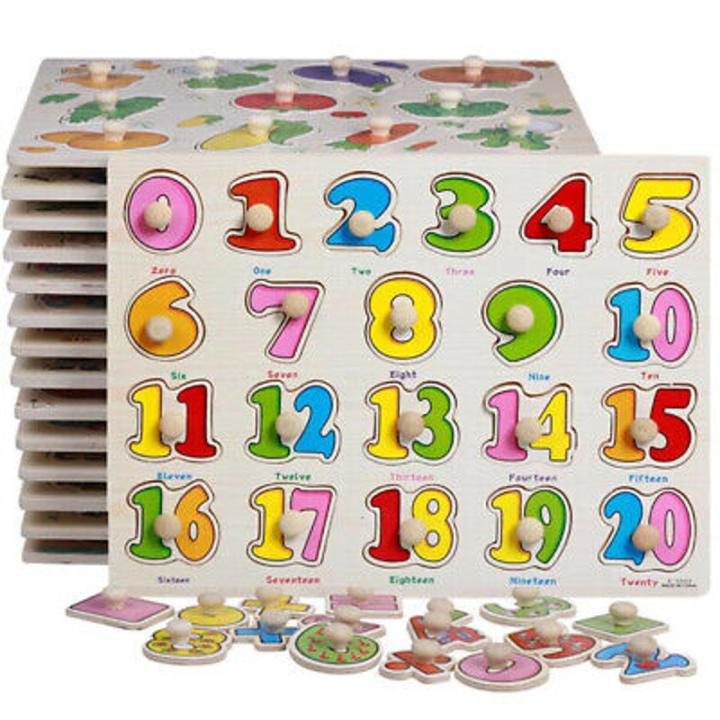 Big Size Baby Montessori Wooden Number Puzzle Hand Grab Board Set Educational Toys Infantile Cartoon Number Letter Math Puzzle Kids Gift