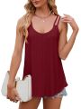 Women's Sleeveless Shirts Eyelet Loose Fit Tank Tops Casual T Shirts Summer Ladies Crew Neck Tunic T Tops.