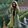 Cardigan Solid Long Hooded Sweater Women Autumn Winter Female Coat Casual Knitted Long Sweaters Office Lady. 