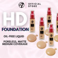 Authentic W7 12 Hour HD Foundation 30mL All Shades (Creme Brulee, Golden, Honey, Suede, Tan). 