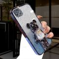 For Huawei Nova 7 / Nova 7 SE / Nova 7i Casing case with Cartoon 3D Bear Stand Luxury Slim Gradient Plating Glitter Girls Stylish Back Cover Clear Soft Silicone Protective Cases Pouch.