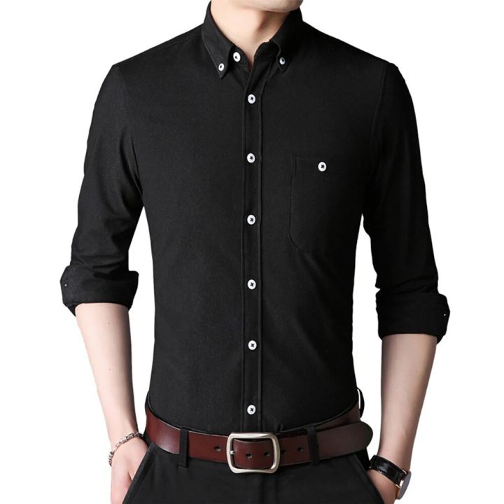 Men's%20Thick%20Fabric%20Shirts%20And%20Blouses%20Solid%20Color%20Long%20Sleeve%20Casual%20Slim%20Fit%20Formal%20Business%20Dress%20Up%20Tops%20Shirt%20Clothing%20-%20Image%202