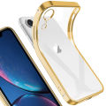 For Apple iPhone XR Lightweight Transparent Crystal Soft Gel TPU Square Plating Bumper Protective Case Cover.