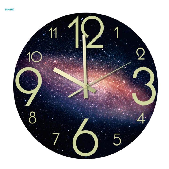 2xModern Luminous Wall Clock Night Light Fluorescent Clocks for Kitchen B