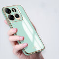 For Tecno Spark Go 2023 Soft Case Lens Protector Square Frame Shiny Bling Back Cover.