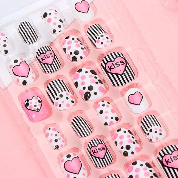 %E3%80%90The%20road%20to%20happiness%20Store%E3%80%9124PCS/Lot%20Candy%20False%20Nail%20Tips%20Press%20On%20Cartoon%20Full%20Cover%20Kid%20Glue%20Self%20Fake%20Nails%20Art%20for%20Girls%20-%20Image%205