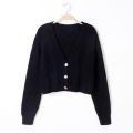 Autumn Winter Short High Waist Solid Color Sweater Women Single-breasted Knit Cardigan Small Sweter Women Jacket New Top Femme. 