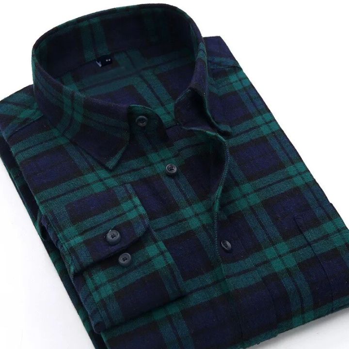 Plaid Shirt 2024 New Autumn Winter Flannel Red Checkered Shirt Men Shirts Long Sleeve Chemise Homme Cotton Male Check Shirts