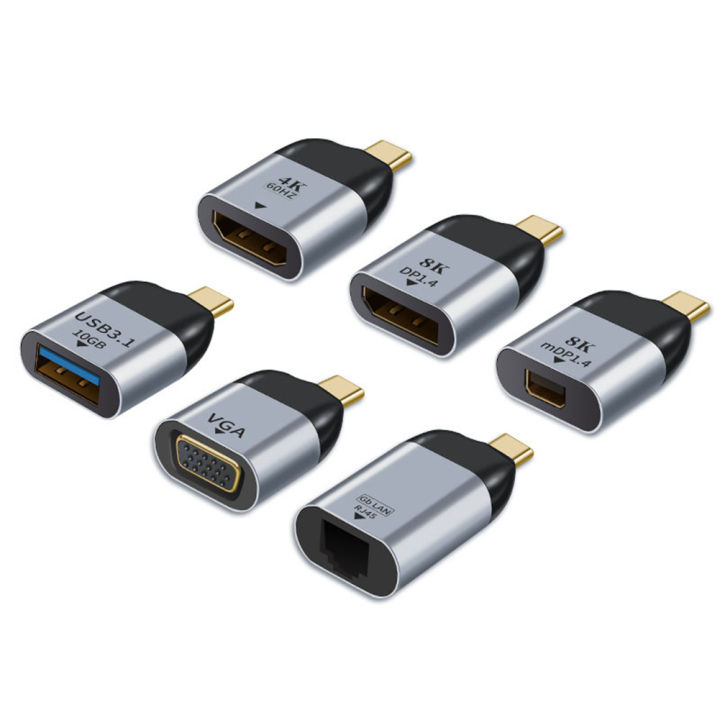USB 8K Type-C To HDMI-compatible/VGA/DP/RJ45/Mini DP HD