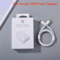 Google 30W EU US USB-C Charger Fast Charging Pixel 7 6 5 pro 5A Adapter and Type C To Type-C PD Cable Compatible with Google Products and Other USB-C Devices.