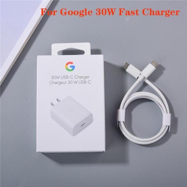 Google 30W EU US USB-C Charger Fast Charging Pixel 7 6 5 pro 5A Adapter and Type C To Type-C PD Cable Compatible with Google Products and Other USB-C Devices