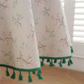 American pastoral style cotton linen green tassel tablecloth floral pattern rectangular dining table, coffee table tablecloth cross-border wholesale.