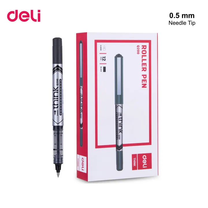 Deli%20Think%20Q200%20Roller%20Pen%20Smooth%20Writing%20-%20Black%20/%20Blue%20Ink%20-%20Image%205