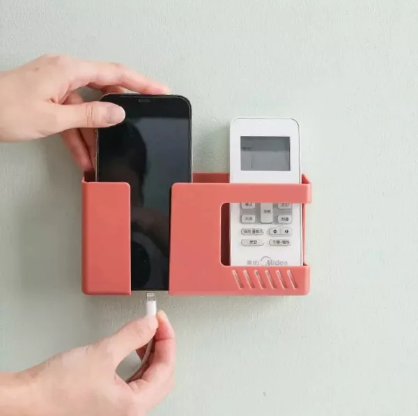 Mobile%20Phone%20Charging%20Rack%20Wall-mounted%20Storage%20Box%20Punch-free%20Organizer%20Shelf%20Remote%20Control%20Pen%20Stationery%20Holder%20-%20Image%203