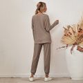 Fashion Casual Solid Sleepwear Women Thread Knitting 2 Piece Set Long Trousers Suit Autumn Winter Pullover Tops Leisure Homewear. 