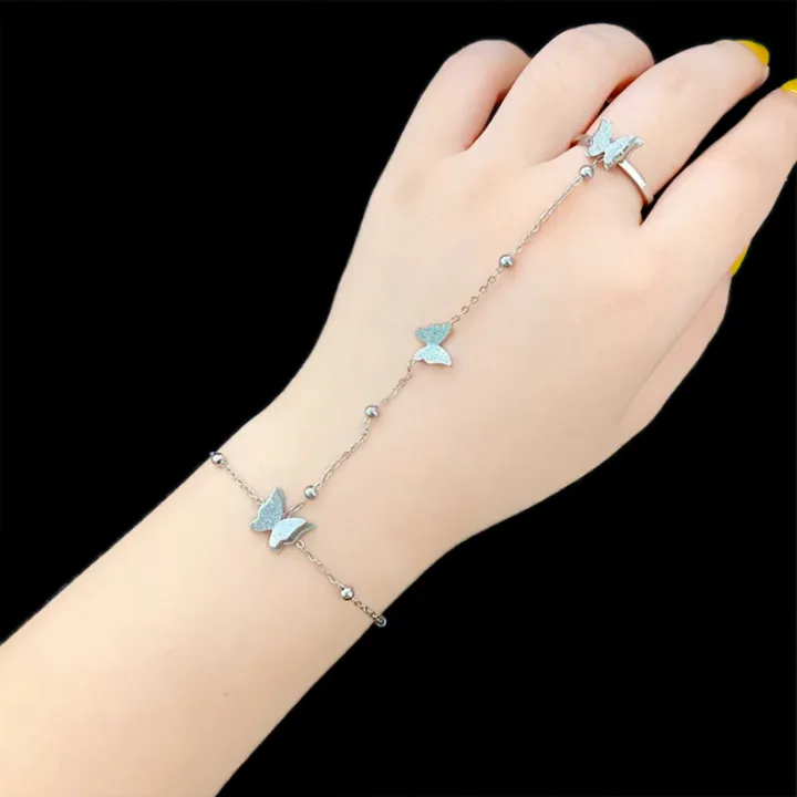 %E3%80%90Daily%20Necessities%20For%20Anyone%20Store%E3%80%91316L%20Stainless%20Steel%20New%20Fashion%20Upscale%20Jewelry%20Beaded%20Butterfly%20Charm%20Bracelets%20Back%20Chain%20Ring%20All%20In%20Women%20-%20Image%203