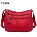 Women's Messenger Bag Casual Handbags Multi-Layer PU Soft Leather Purse Female Shoulder Bags. 