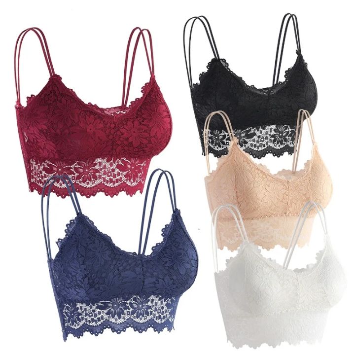 Flower Lace Bra Top Wire Free Push Up Bra Body Shaping Women Underwear Lingerie Full Cup Seamless Bras