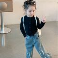 2024 New Girls Fashionable Tie-Dye Jeans Korean Version Baby Spring Pants Kids Casual Straight Pants. 