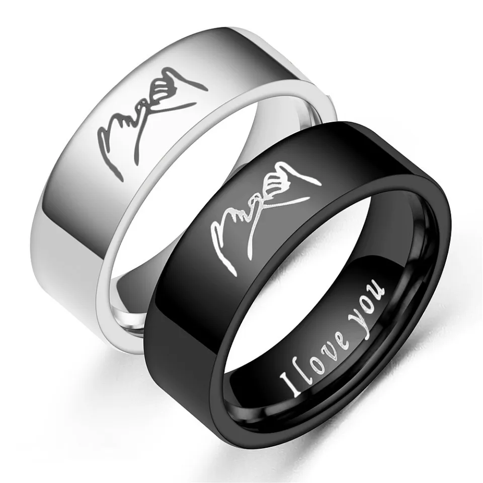 Fashion Stainless Steel Ring I LOVE YOU Anniversary Promise Couple