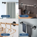 Self Adhesive Curtain Rod Brackets Removable ABS 2PCS Rod Holders Nail Free Adjustable Adhesive Hooks for Home Decor Rental Apartments DIY Enthusiasts Window Treatment Quick Setup.