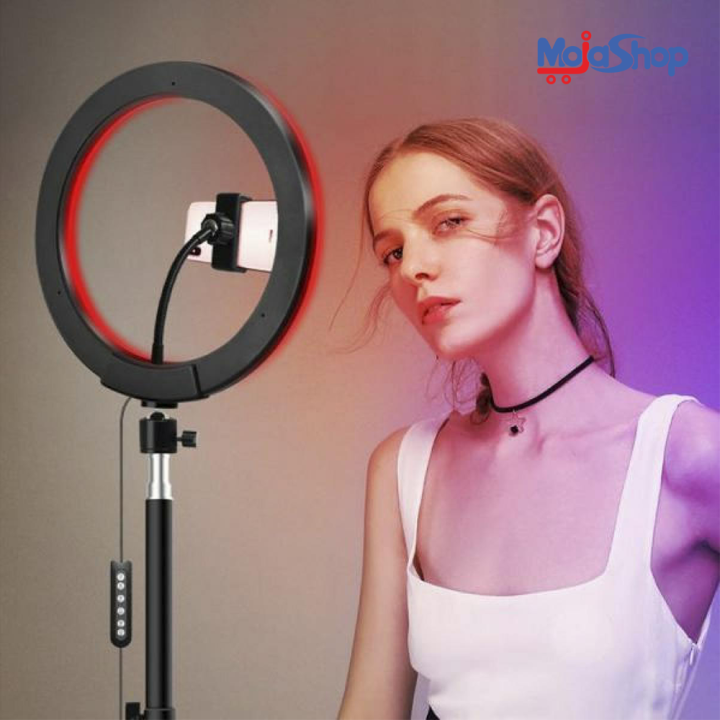 12" RGB LED Soft Ring Light with 7Fit Stand With Universal USB Plug Interface for Photography Makeup YouTube Video Shooting