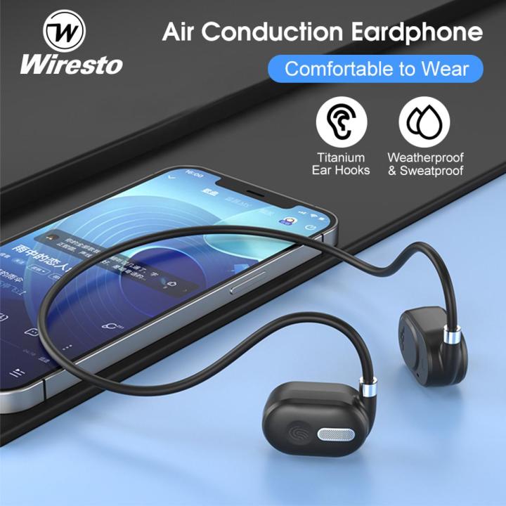 【3C VictoryEagle】Wiresto Wireless Earphone Earphone Air Conduction Headphones HIFI Stereo Headset Neckband Headphone Non-In-Ear Earbuds Stereo Headset Sweat-proof Waterproof Earphones for Running