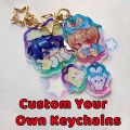 Custom Anime Acrylic Keychain Personalized Logo Cartoon Pendant Photo Clear Flash Charms Hologram Designer Key Chain. 