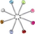 Stainless Steel Nose Pin (5 Pcs White 5 Pcs Colorful ) 10Pcs. 
